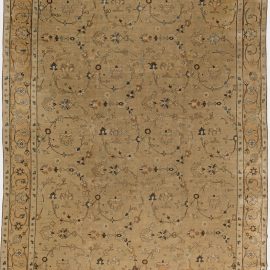 Antique Tabriz Persian Floral Allover Warm Tan Hand-Knotted Wool Rug – Circa 1900 BB2554