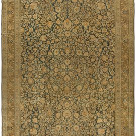 Tabriz Persian Antique Allover Floral Teal Hand-Knotted Wool Rug – Circa 1900 BB3256