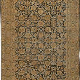 Antique Tabriz Persian Allover Floral Rug In Golden Tan Hand-Knotted Wool – Circa 1900 BB5650