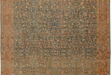 Antique Persian Tabriz Rust, Beige and Gray-<mark class='searchwp-highlight'>Blue</mark> Handwoven Wool Carpet BB5737