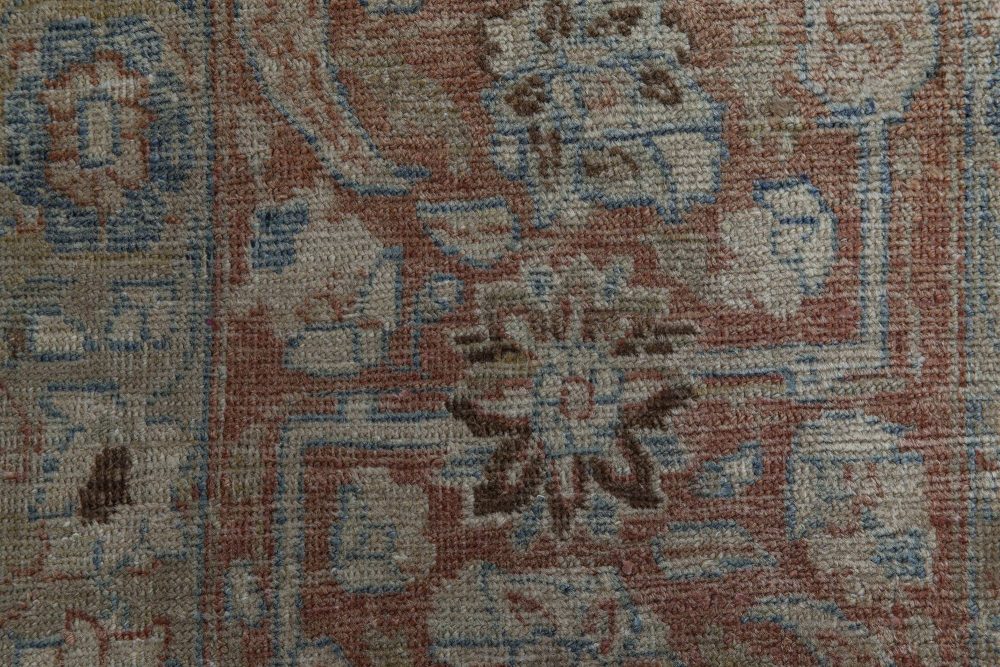 Antique Persian Tabriz Rust, Beige and Gray-Blue Handwoven Wool Carpet BB5737