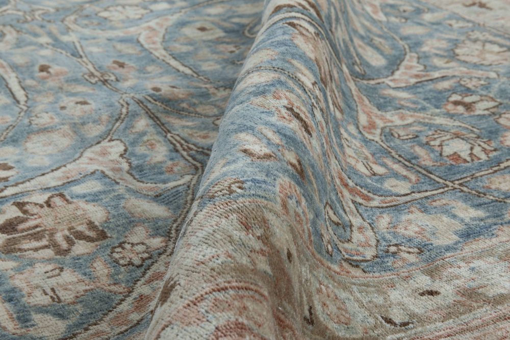 Antique Persian Tabriz Rust, Beige and Gray-Blue Handwoven Wool Carpet BB5737