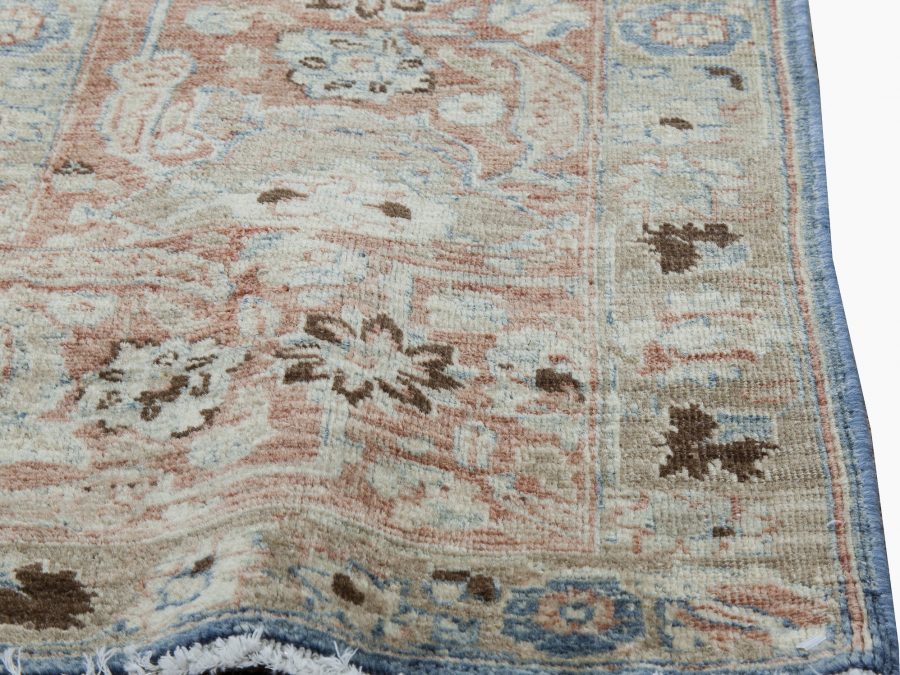 Antique Persian Tabriz Rust, Beige and Gray-Blue Handwoven Wool Carpet BB5737