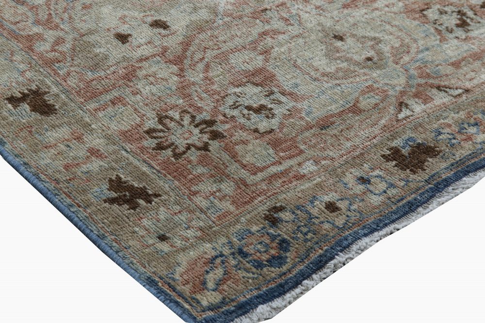 Antique Persian Tabriz Rust, Beige and Gray-Blue Handwoven Wool Carpet BB5737