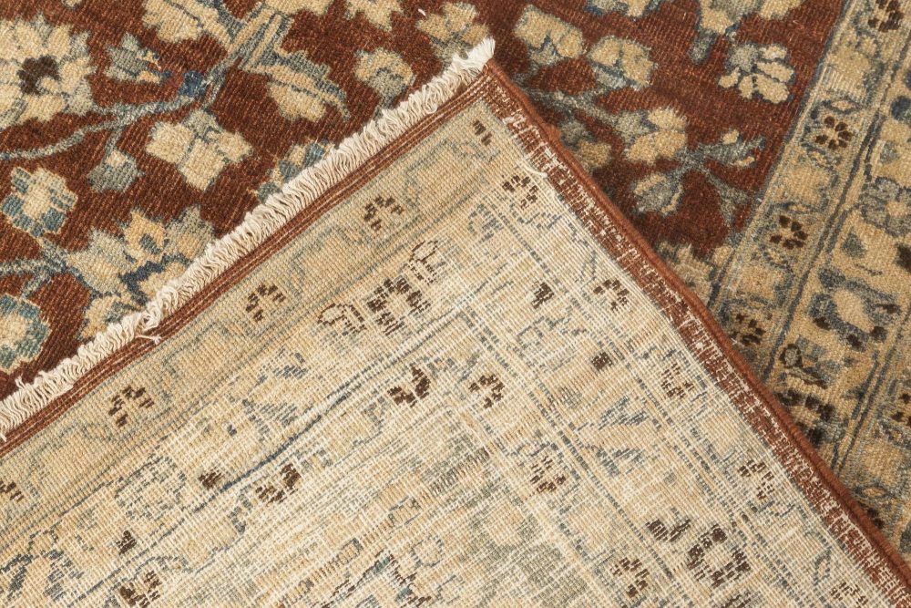 Antique Persian Tabriz Brown, Blue Handmade Wool Rug BB4639