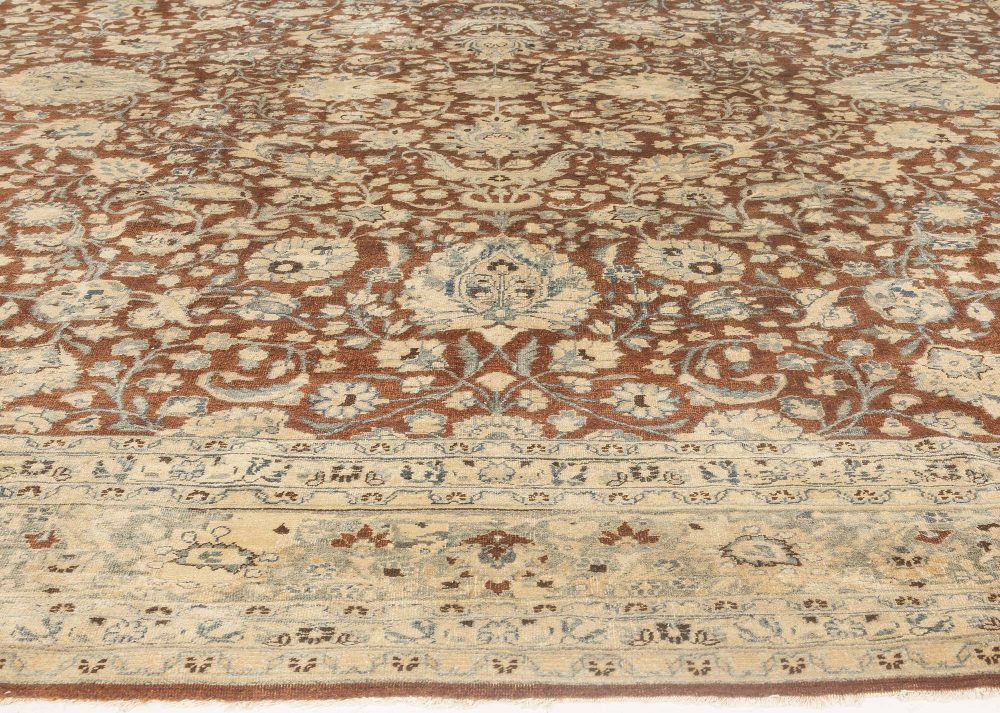 Antique Persian Tabriz Brown, Blue Handmade Wool Rug BB4639