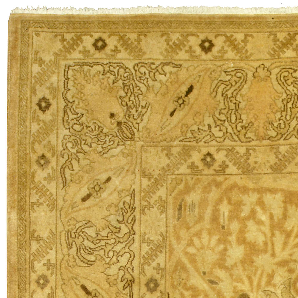 Antique Persian Tabriz Botanic Gold Yellow Handwoven Wool Rug BB5236