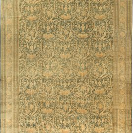 Antique Tabriz Persian Floral Allover Warm Tan Hand-Knotted Wool Rug – Circa 1900 BB3418