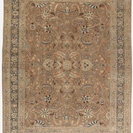 Antique Tabriz Persian Floral Allover Warm Tan Hand-Knotted Wool Rug – Circa 1900 BB4470