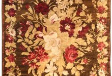 Authentic 19th Century Ukrainian Floral Brown Handwoven Wool Rug BB3777
