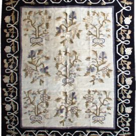 Antique Russian Bessarabian Botanic White Background Rug BB2121