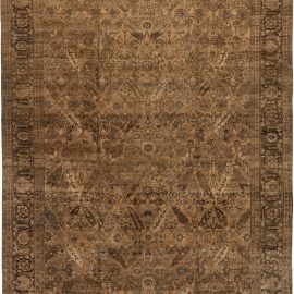 Early 20th Century Botanic Turkish Hereke Brown Handmade Wool Rug BB3845