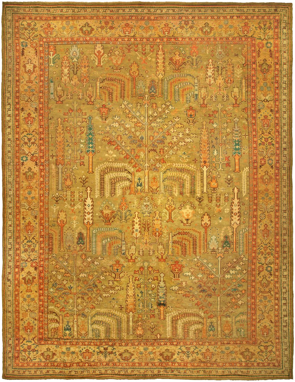 Large Antique Turkish Oushak Rug BB4820