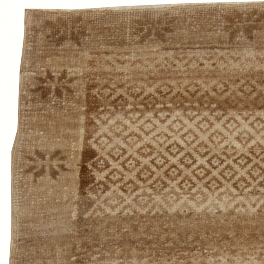 Antique Turkish Oushak Beige and Brown Handwoven Wool Rug BB5024