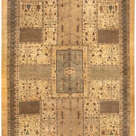 Early 20th Century Turkish Sivas Brown, Green and Beige Handwoven Wool Carpet BB3962