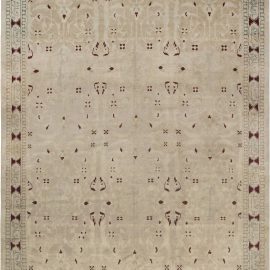 Indian Antique Allover Rug In Warm Tan Hand-Knotted Wool – Circa 1880 Agra BB2840