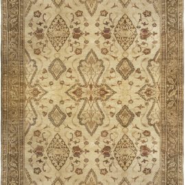 Antique Amritsar Indian Medallion Light Beige Hand-Knotted Wool Rug – Circa 1900 BB5022