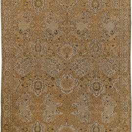 Antique Indian Floral Allover Golden Tan Hand-Knotted Wool Carpet – Circa 1880 BB5665
