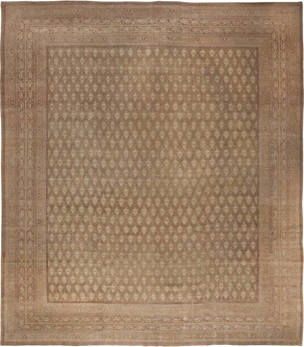 Fine Antique Indian Amritsar Brown Handmade Wool Rug BB4298