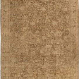 Amritsar Indian Antique Floral Allover Warm Tan With Brown Hand-Knotted Wool Rug – Circa 1900 BB4606