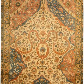 Antique Indian Floral Allover Soft Beige Hand-Knotted Wool Rug – Circa 1920 BB4166