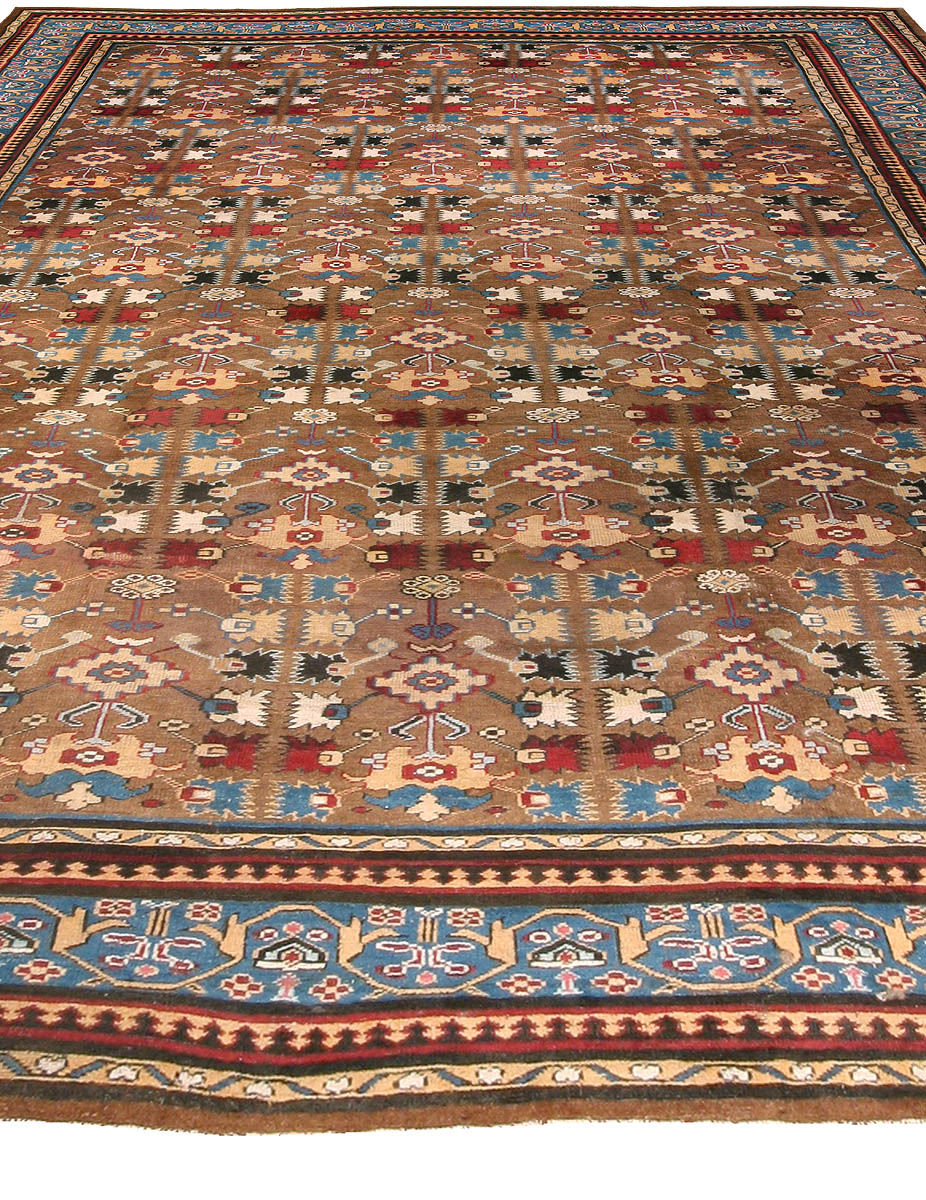 Early 20th Century Indian Blue, Red, Brown, Beige Handwoven Wool Rug BB0784