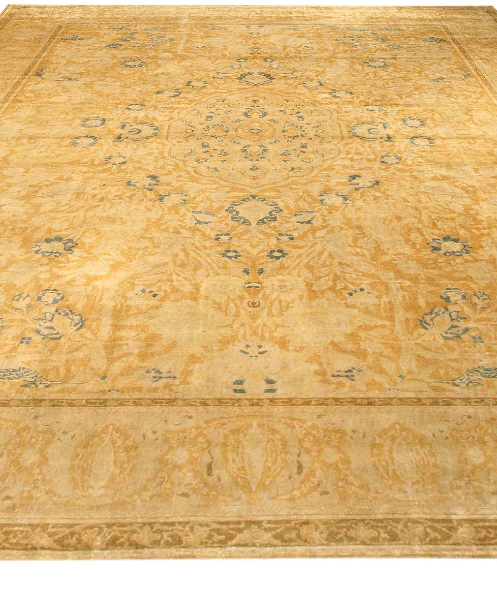 Authentic 19th Century Indian Beige Wool Rug BB3818