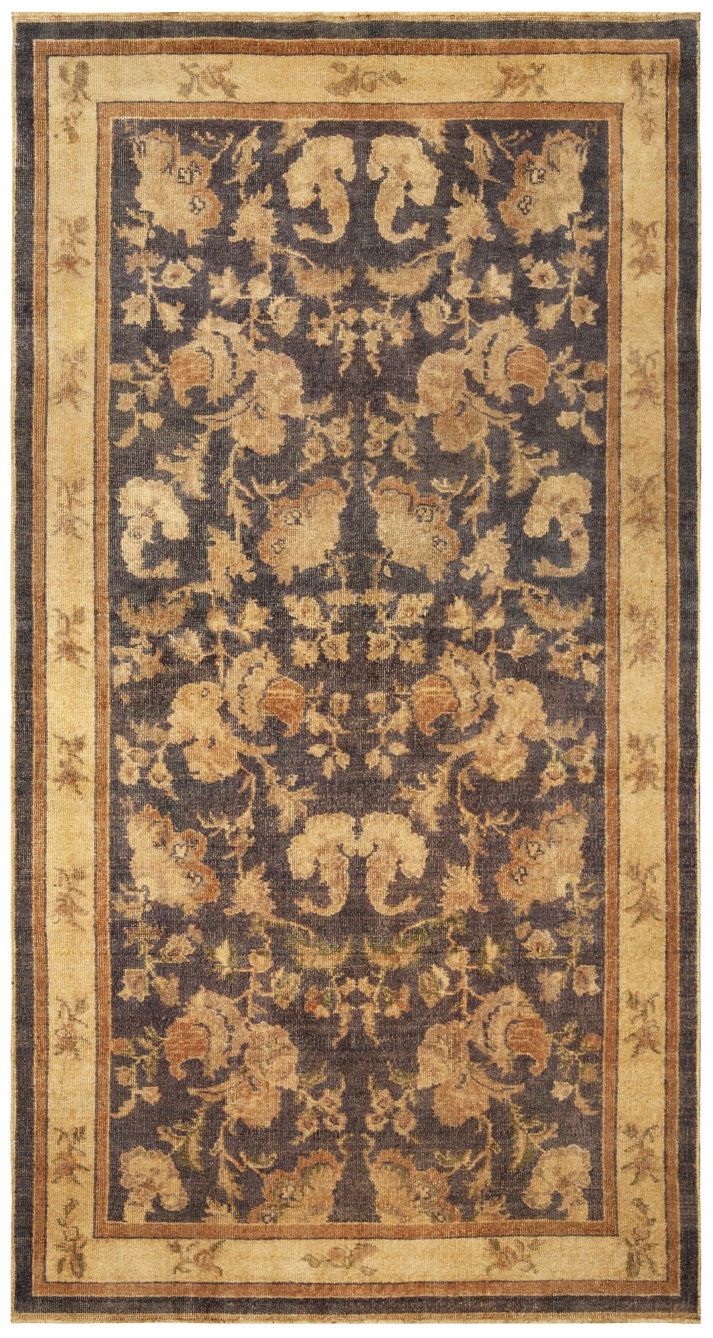 Midcentury Indian Brown and Beige Pashmina Wool Rug BB4912
