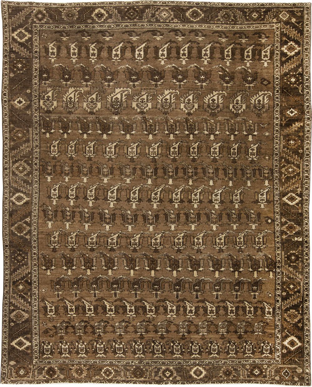 Antique Persian Heriz Brown Handmade Wool Rug BB2018