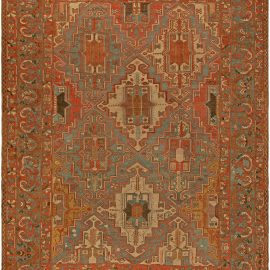 Persian Baktiari Geometric in Shades of Terracotta, Blue and Beige Rug BB5736