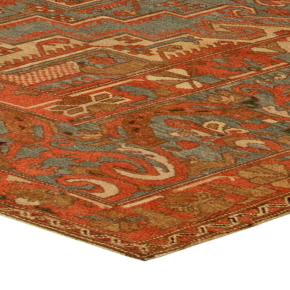 Persian Baktiari Geometric in Shades of Terracotta, Blue and Beige Rug