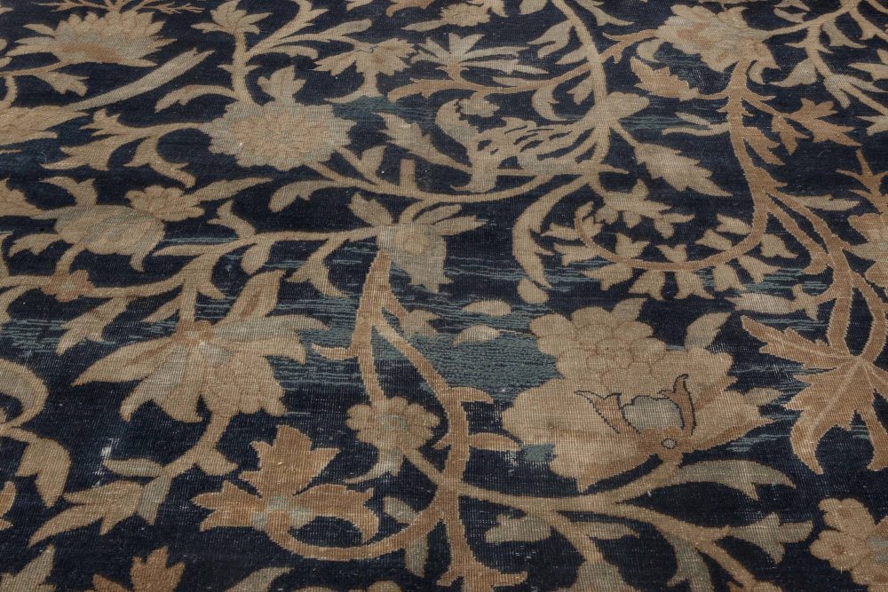Antique Persian Kirman Beige, Brown and Midnight Blue Rug BB6089