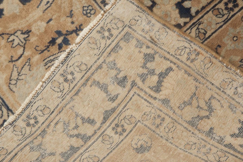 Antique Persian Kirman Beige, Brown and Midnight Blue Rug BB6089