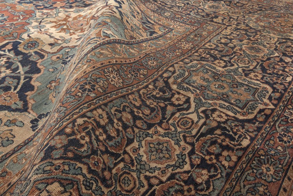 Fine Antique Persian Kirman Botanic Handmade Wool Rug BB4644