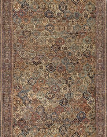 Antique Tabriz Persian Floral Allover Navy Blue Hand-Knotted Wool Carpet – Circa 1900 BB8776 Antique Tabriz Persian Floral Allover Navy Blue Hand-Knotted Wool Carpet – Circa 1900 BB8776