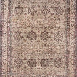 Authentic 19th Century Persian Kirman Botanic Handmade Wool Carpet BB4168