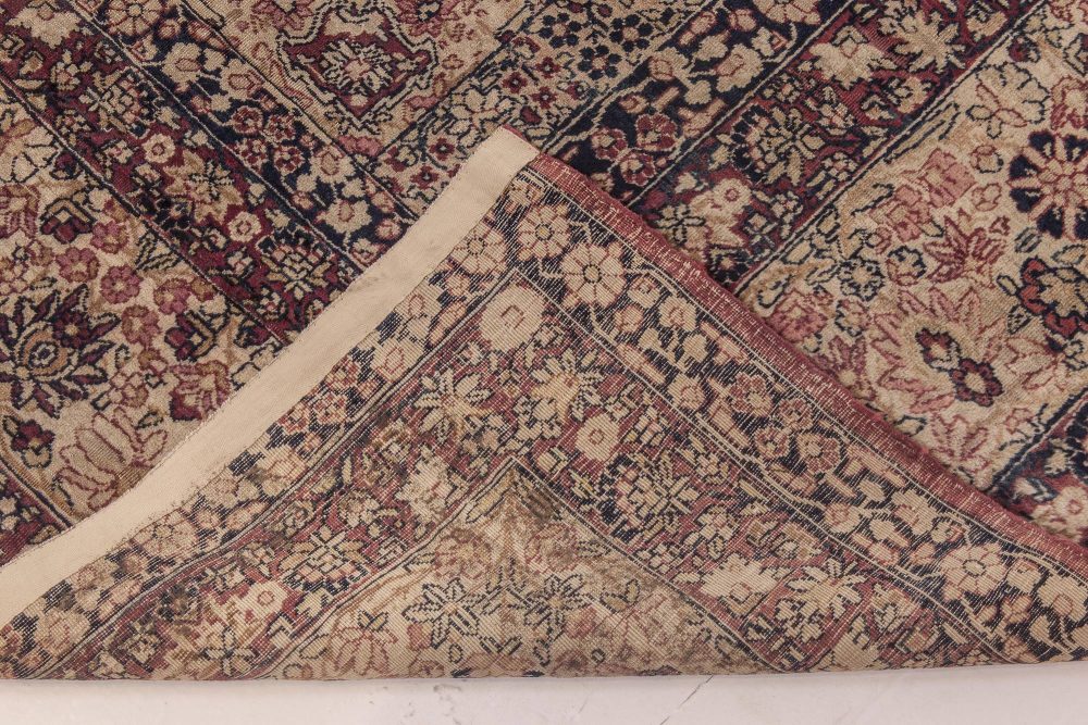 Authentic 19th Century Persian Kirman Botanic Handmade Wool Carpet BB4168