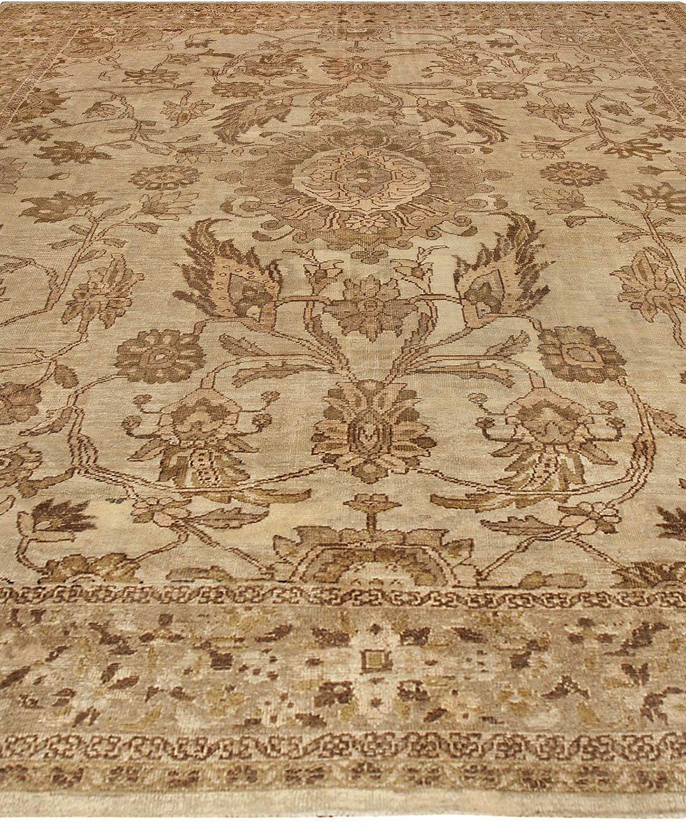 Antique Persian Sultanabad Tan, Taupe and Brown Handwoven Wool Rug BB4925