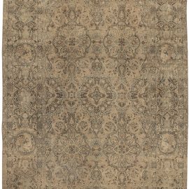 Antique Kirman Persian Floral Allover In Warm Tan Hand-Knotted Wool Carpet – Circa 1900 BB2659