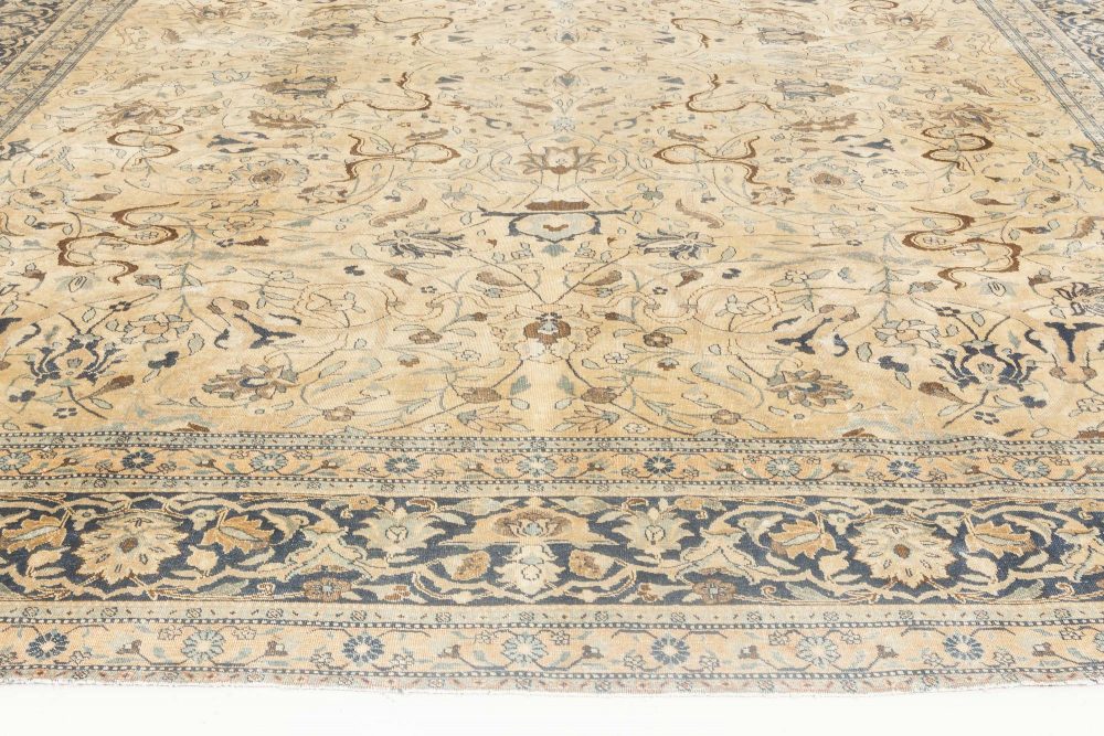 Antique Persian Tabriz Floral Handmade Wool Rug BB3325