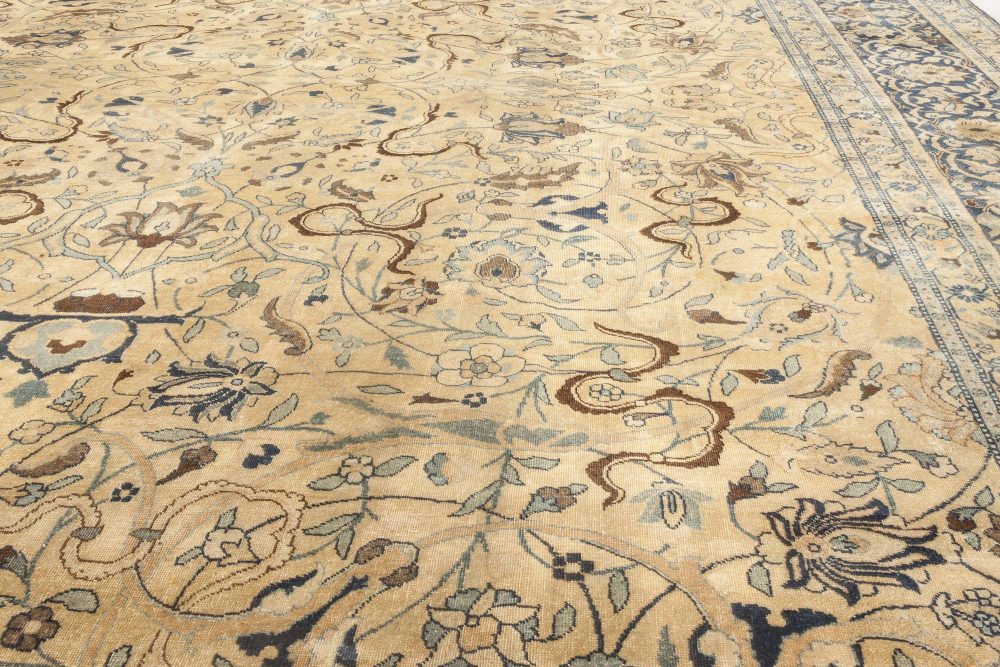 Antique Persian Tabriz Floral Handmade Wool Rug BB3325