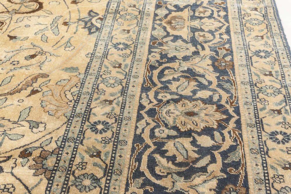 Antique Persian Tabriz Floral Handmade Wool Rug BB3325