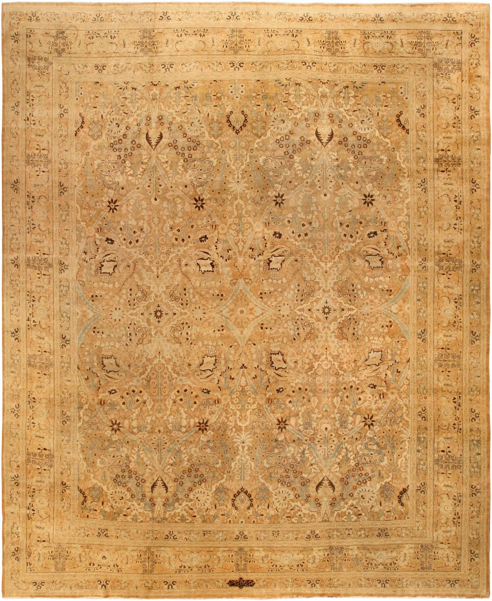 Camel Vintage Persian Tabriz Carpet BB4477