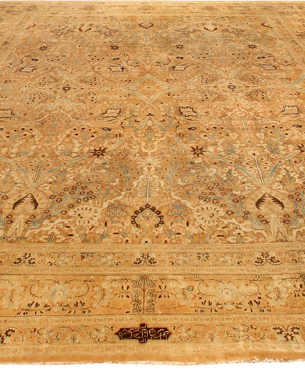 Camel Vintage Persian Tabriz Carpet BB4477
