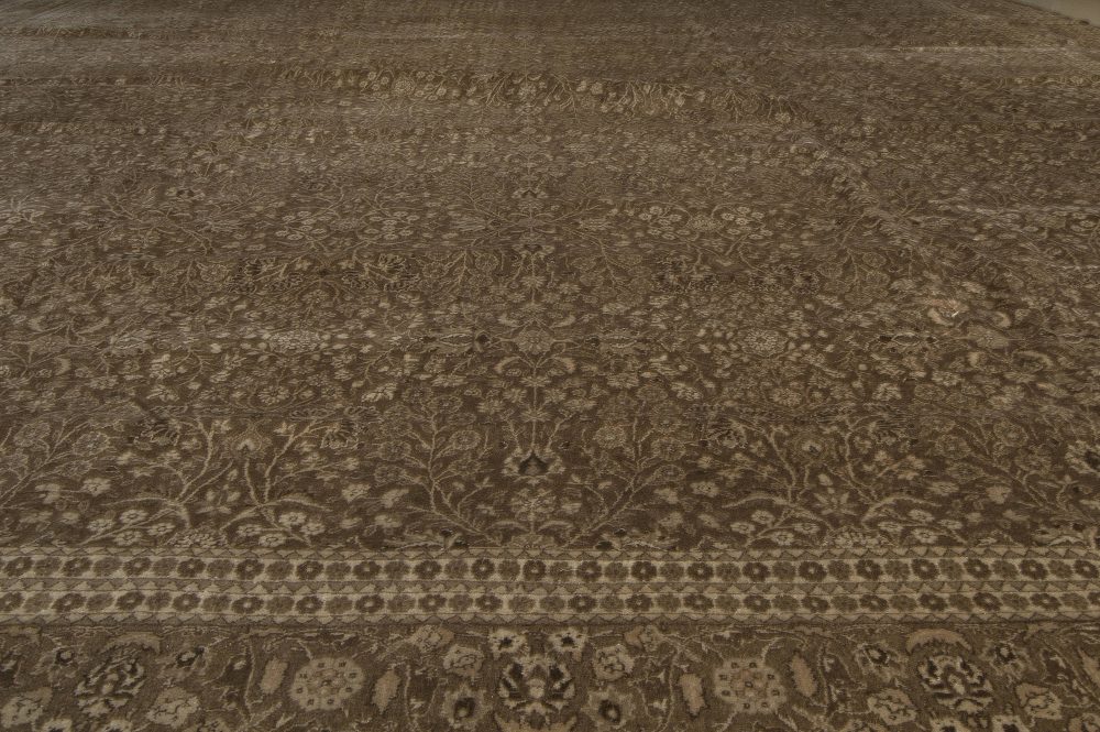 Antique Persian Tabriz Botanic Brown Carpet BB3579