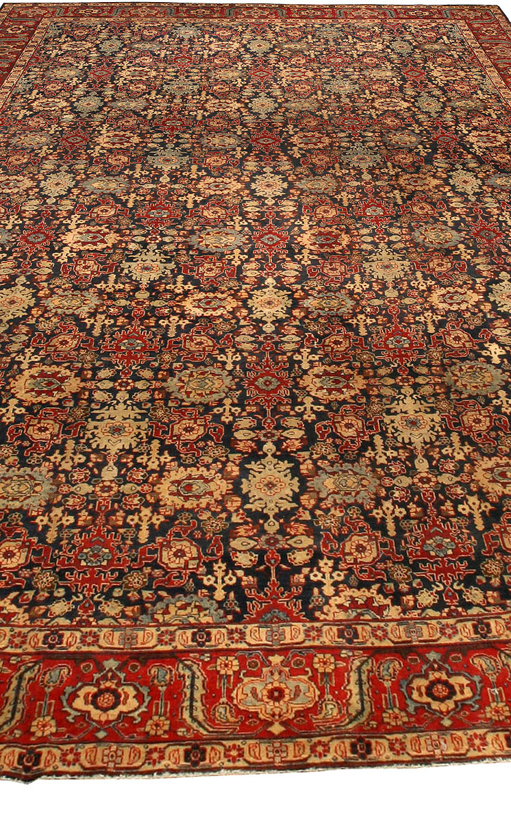 Antique Persian Tabriz Botanic Red, Yellow Handmade Wool Rug BB4330
