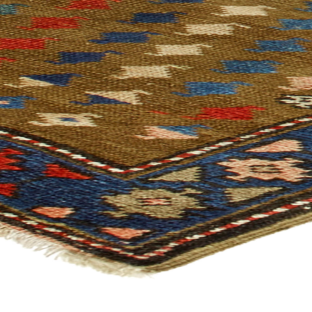 1900s Karabagh Blue, Red, Green and Rosy Beige Handmade Wool Runner BB4500