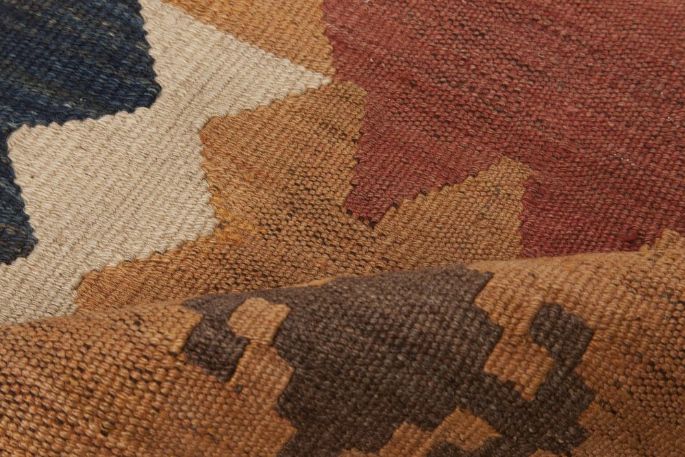 Vintage Earthy Colors Etno Labijar Handmade Kilim Wool Rug BB6518