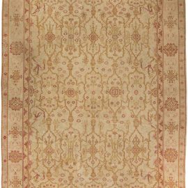 Antique Turkish Oushak Botanic Handwoven Wool Carpet BB1614