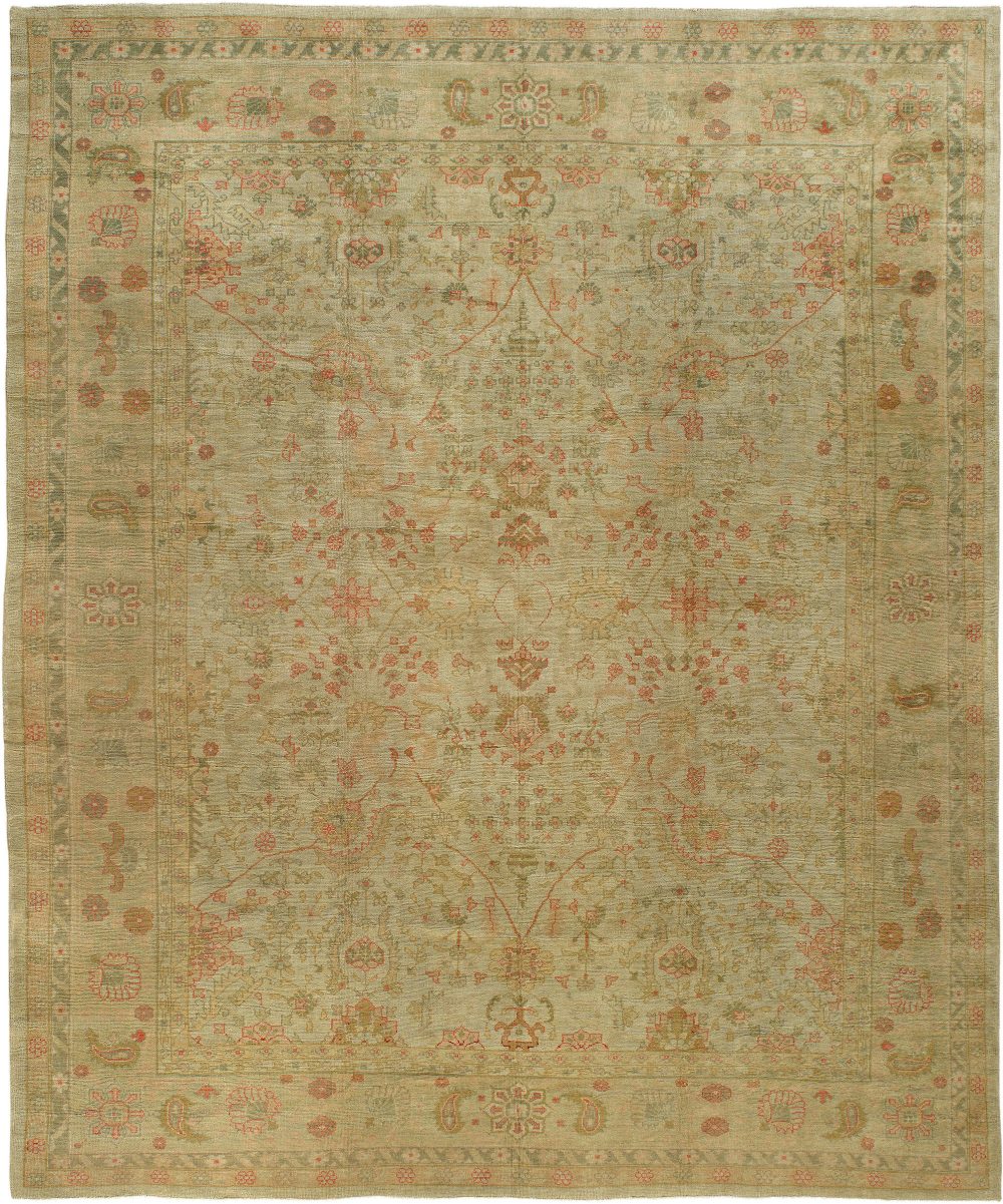Antique Turkish Oushak Floral Handmade Wool Rug BB2384